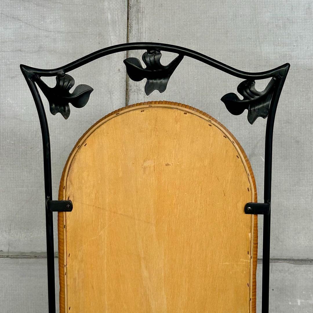 ✿レトロ✿可愛いアイアン装飾 ラタンフレーム 全身鏡 姿見 アンティーク調