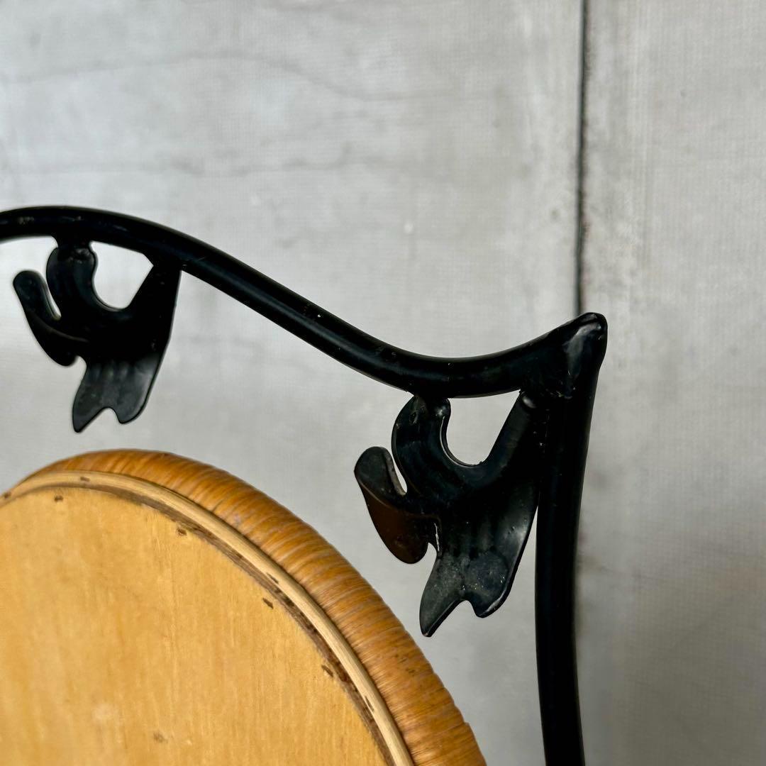 ✿レトロ✿可愛いアイアン装飾 ラタンフレーム 全身鏡 姿見 アンティーク調