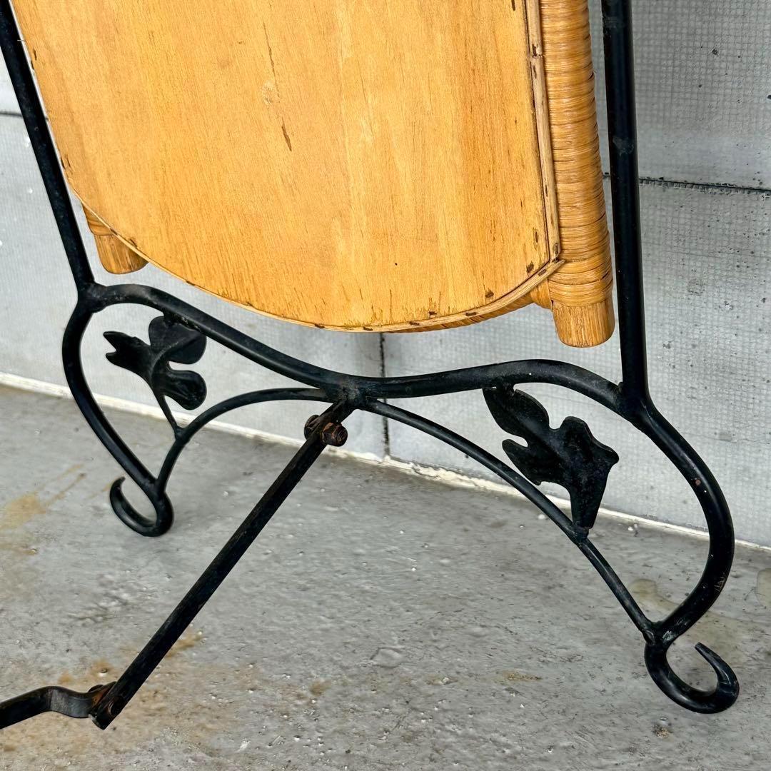 ✿レトロ✿可愛いアイアン装飾 ラタンフレーム 全身鏡 姿見 アンティーク調