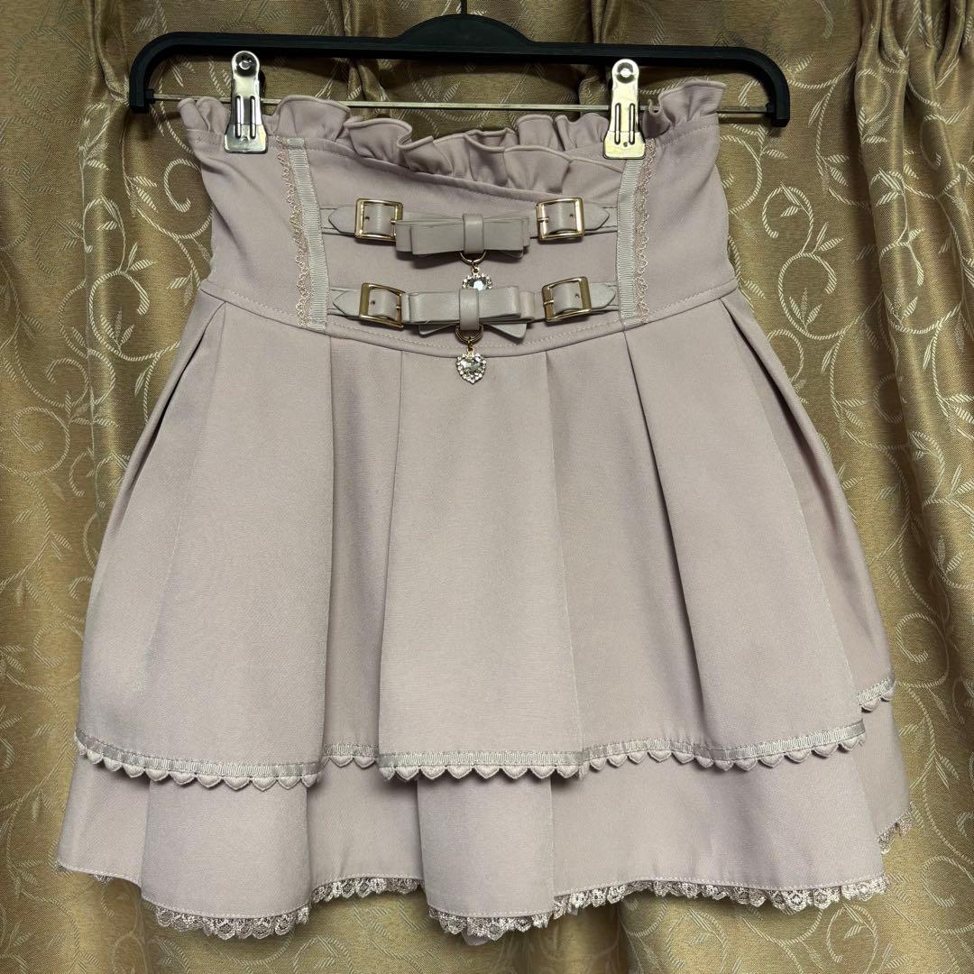 LIZLISA リズリサ 2連リボンベルトスカパン スカート ピンク