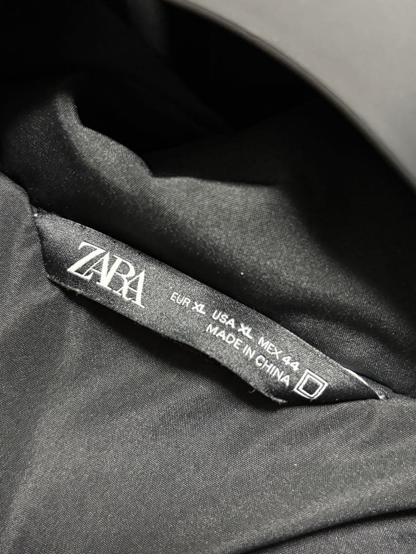 ZARA ザラ レザーダウンジャケット ブラック XL