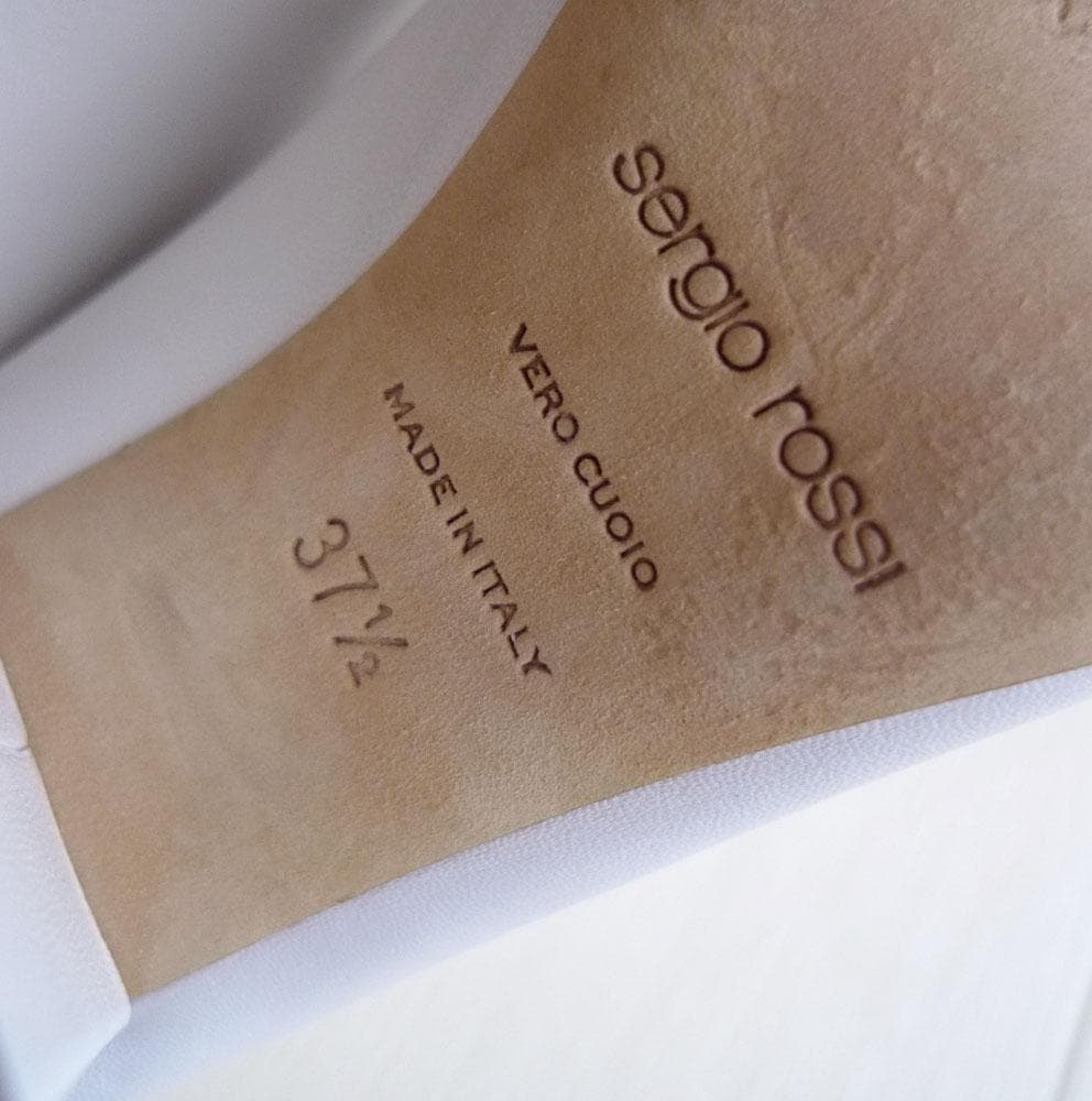 美品 セルジオロッシ イタリア製 37 ホワイトのミュール サンダル Q133