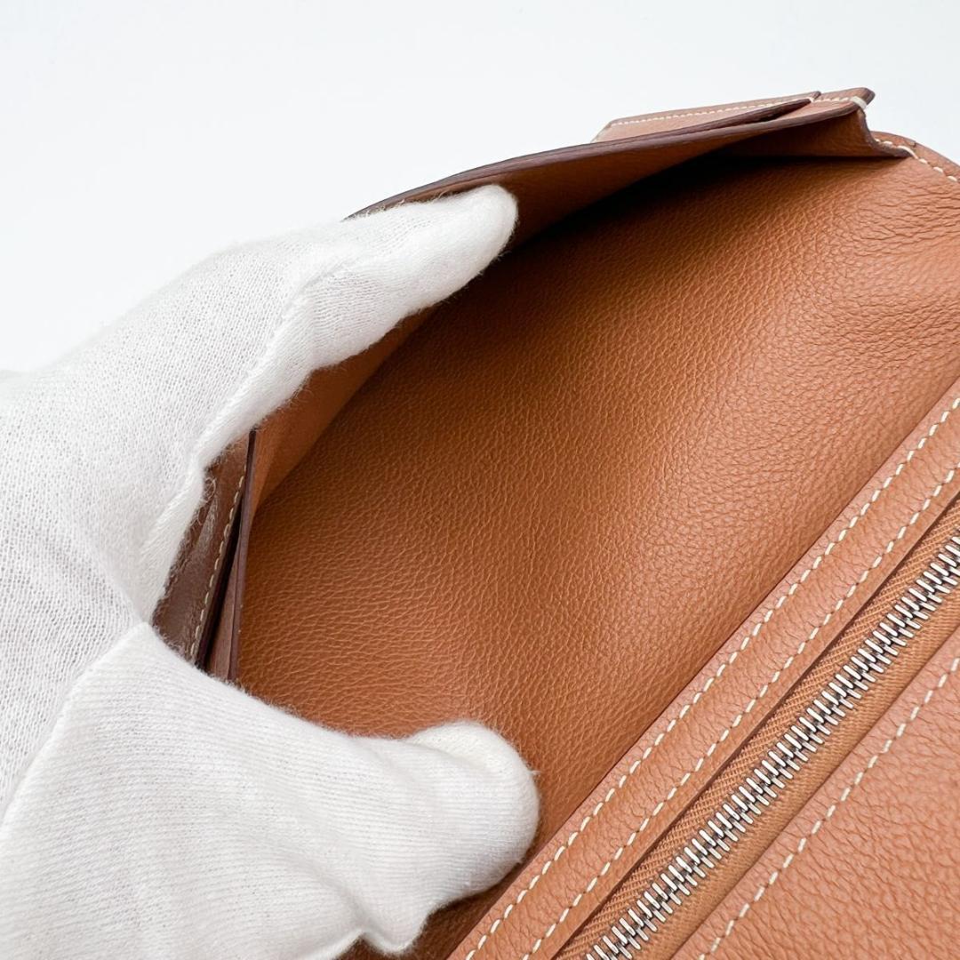 【美品 箱付き】エルメス シチズン ツイル ロング シルクイン 長財布 ブラウン