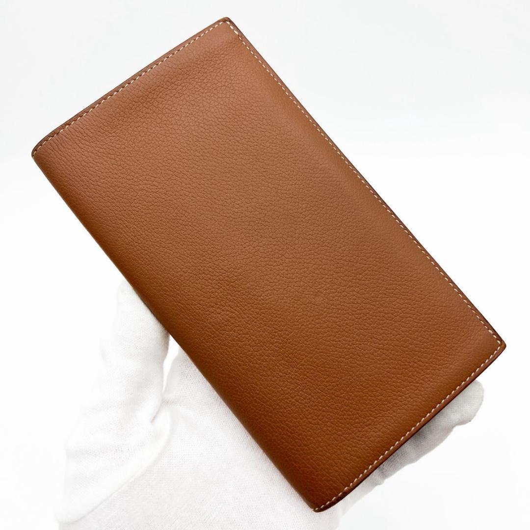 【美品 箱付き】エルメス シチズン ツイル ロング シルクイン 長財布 ブラウン