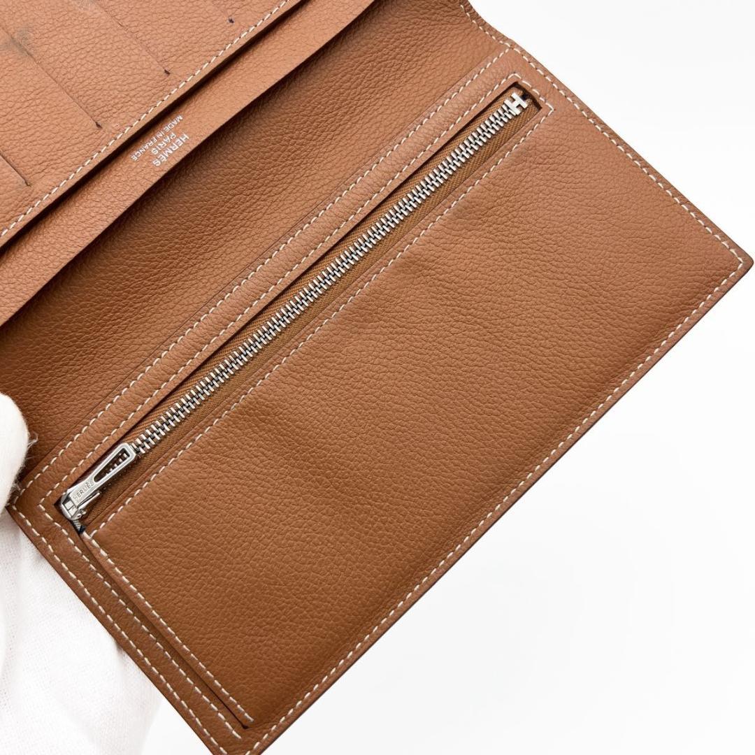 【美品 箱付き】エルメス シチズン ツイル ロング シルクイン 長財布 ブラウン