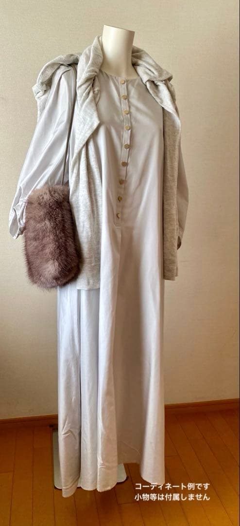 め*ー様 ebure シルクヘリンボーン ボリュームスリーブ　ロングワンピース