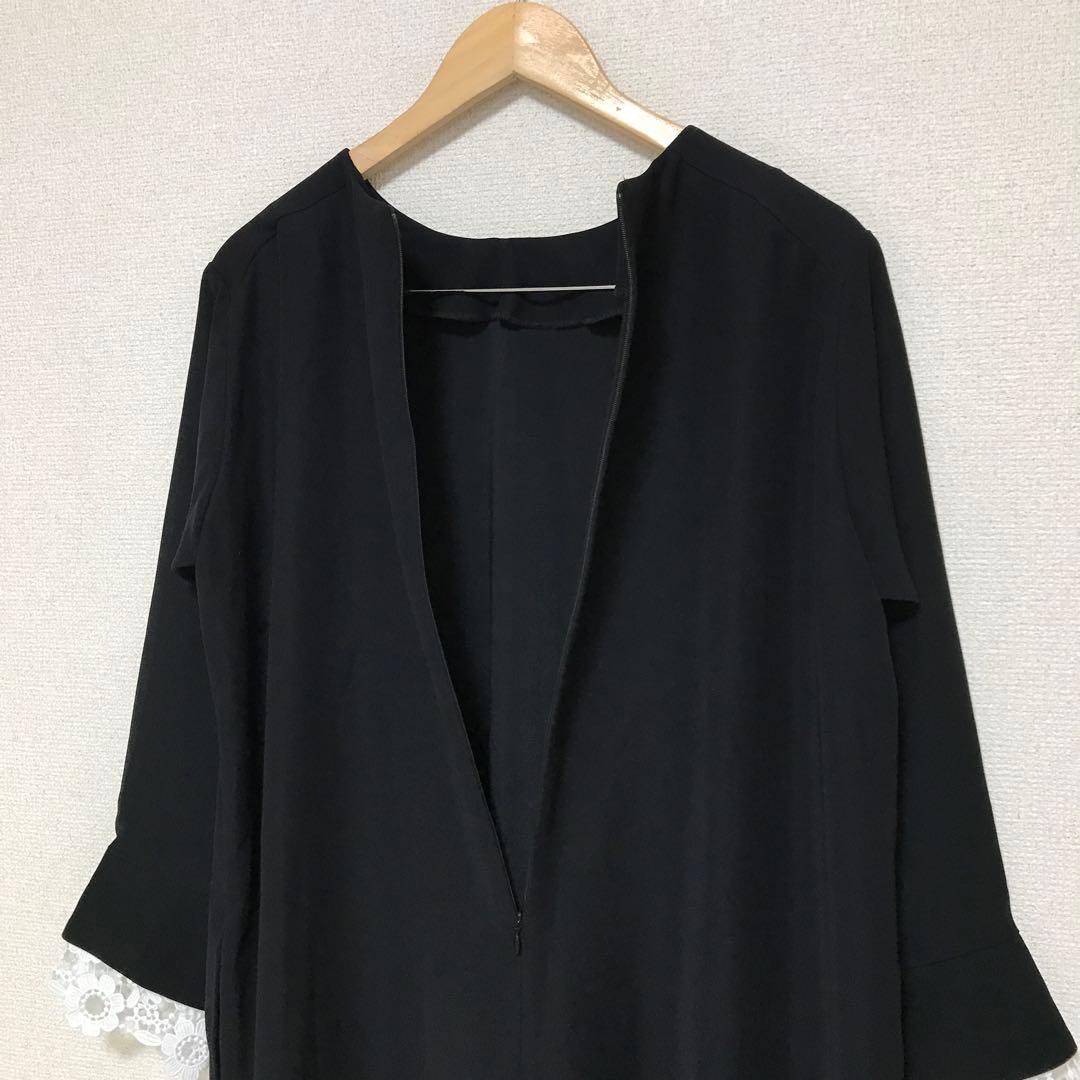 BEARDSLEY ビアズリー 袖口レースワンピース　ブラック