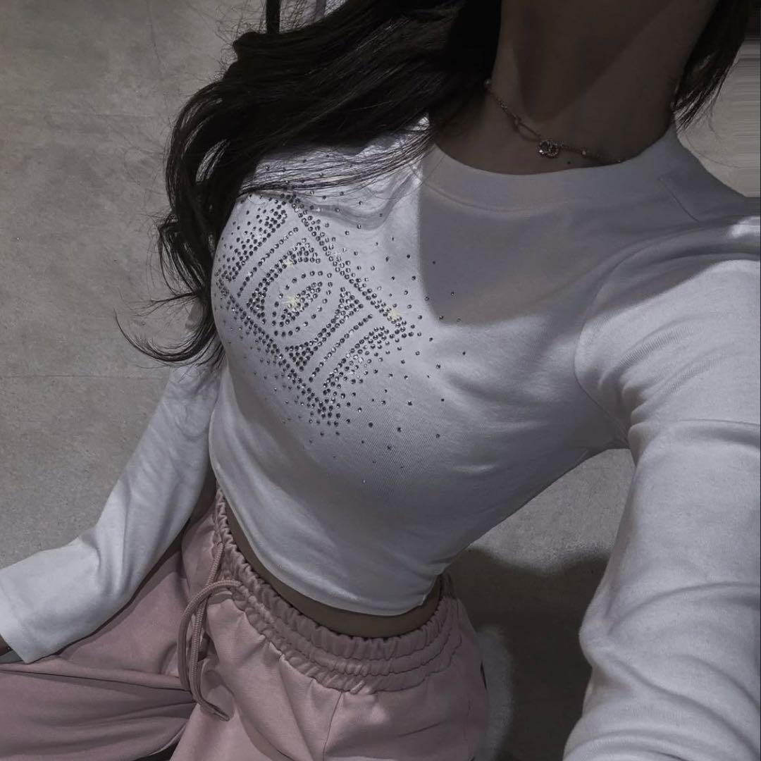 ♡ ダーリッチ Darich ♡ シャイニーDDロゴコンパクトロングTシャツ 白