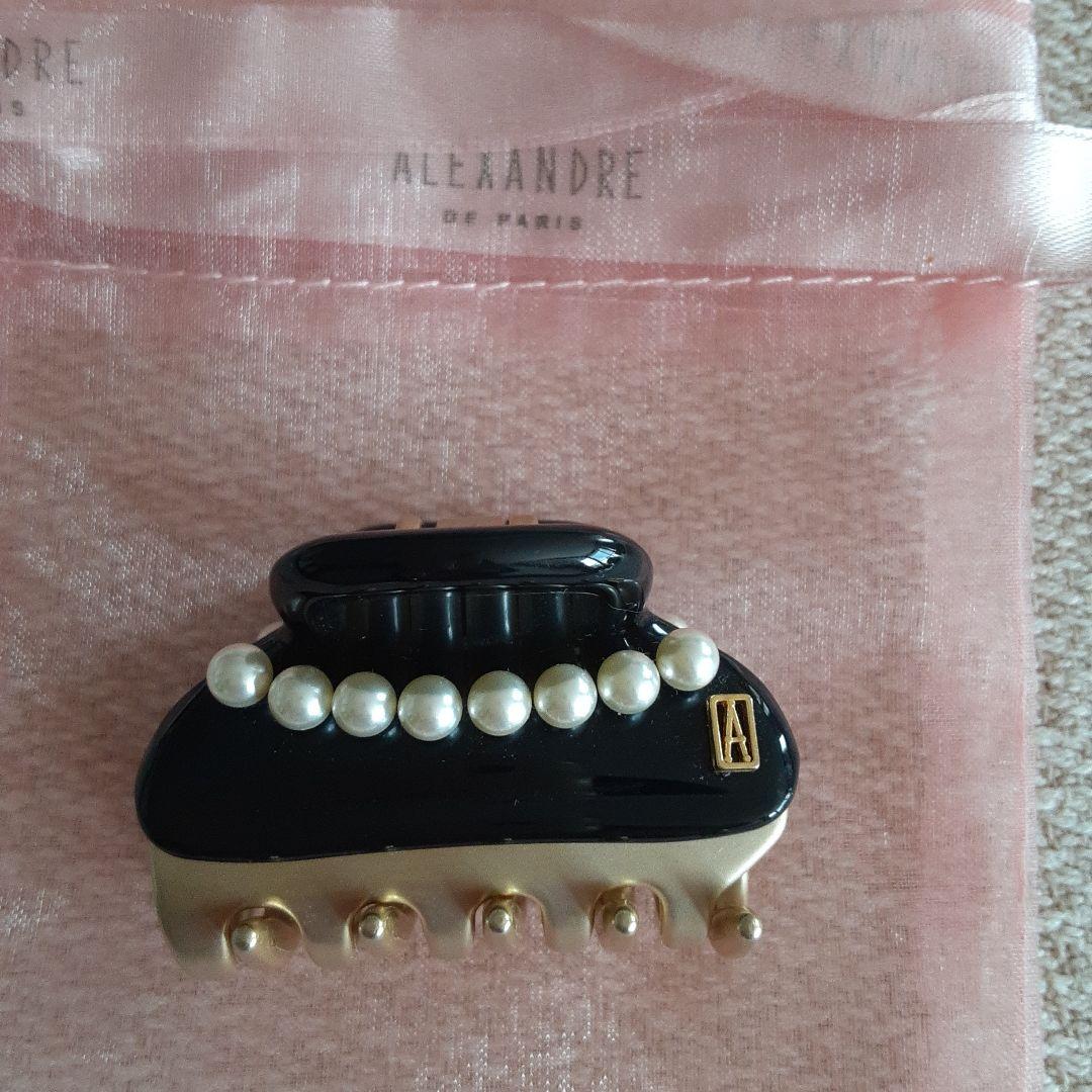 ゆい！アレクサンドルドゥパリ　パール・ヘアクリップ 黒 ブラック 4.5c