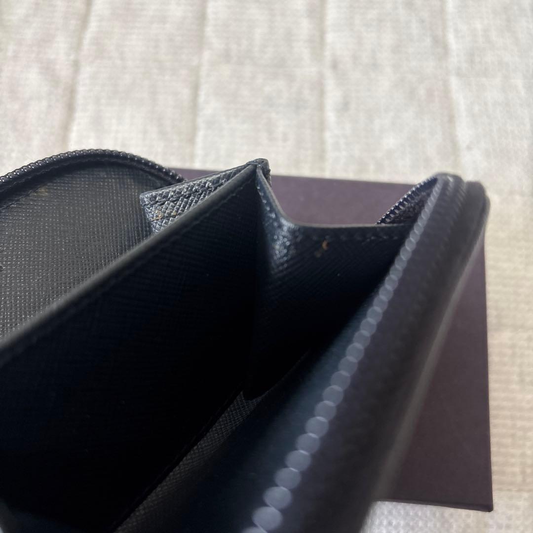 PRADA ケース　サフィアーノレザー　財布　コンパクトサイズ　ネイビー