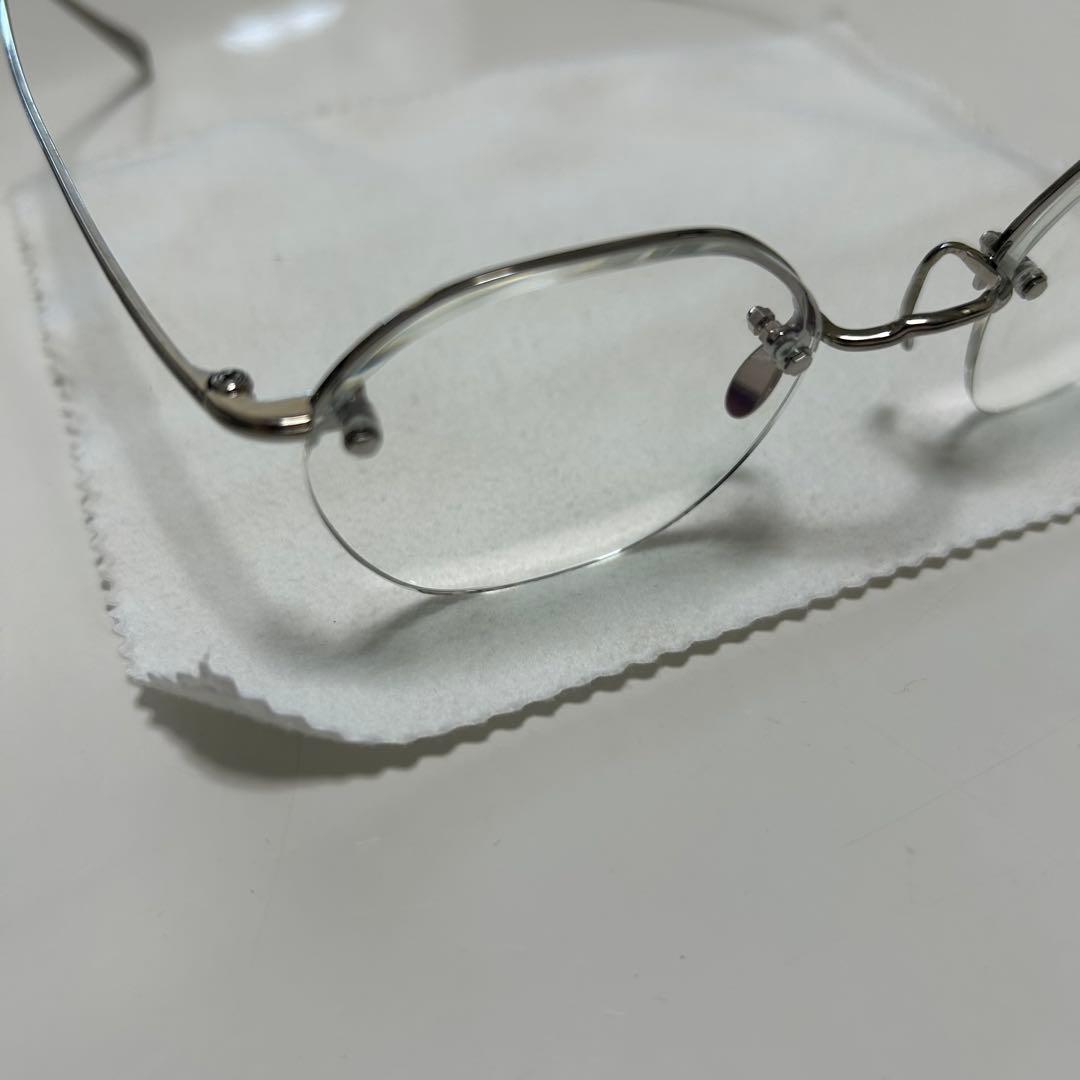 美品 ayame HEX RW メガネ アイウェア シルバー リムレス