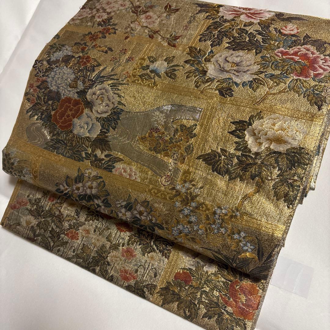 正絹全通袋帯　リバーシブル 重厚感　【琳派大全集】 特に留袖におすすめです。長尺