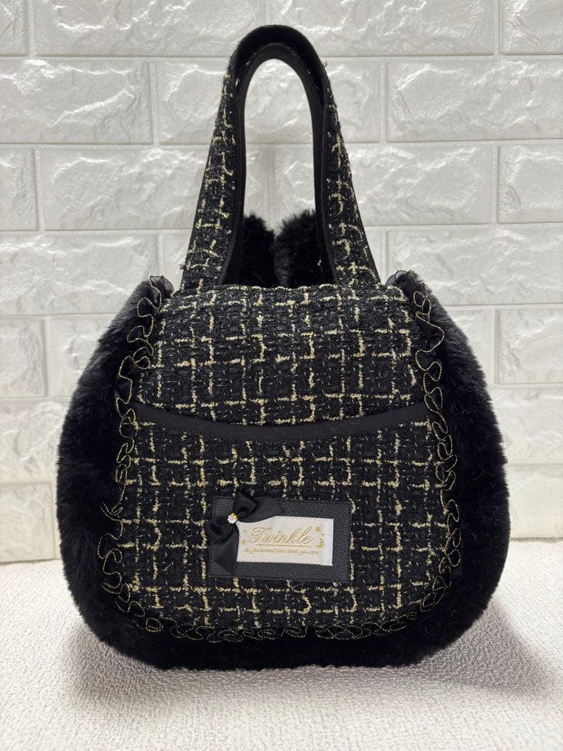 黒*こ様 コヤンイサムチョン　ハンドメイド　ファーバッグ　黒　サンダーちゃん　ツ