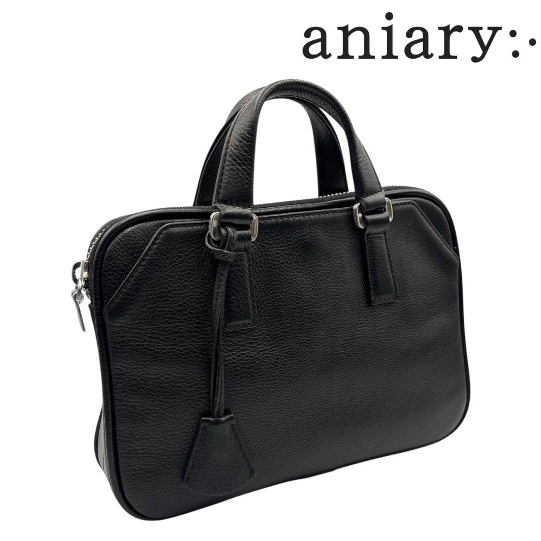 美品 アニアリ ミニブリーフケース 黒 レザー カモフラ iPad収納 B5