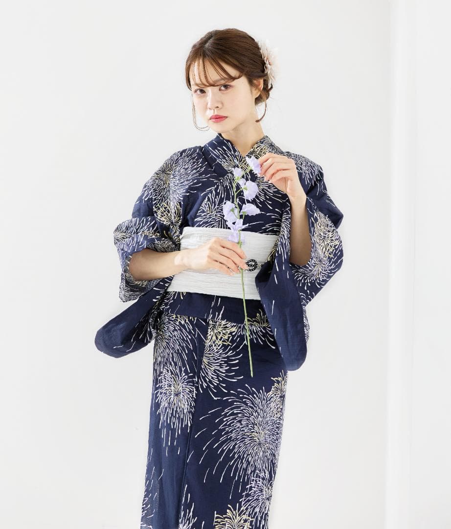 新品 浴衣 セット 浴衣セット ゆかた 大人 レディース 紺 花火 Y4-31