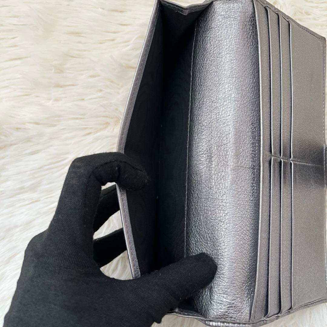 Yves Saint Laurent Yメール シルバー 長財布 ヴィンテージ