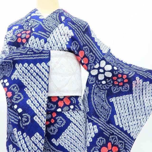 専用Y3481◆有松鳴海絞り 綿 仕付け糸付 手縫い仕立て 高級浴衣