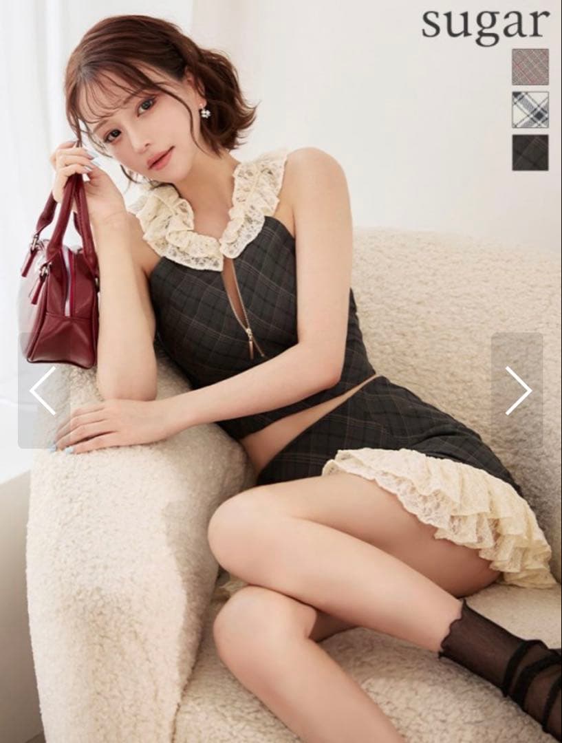 チェック柄フリルドレス Sサイズ