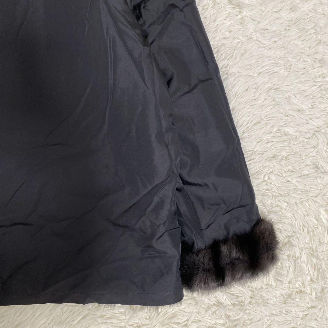 希少 美品 リアルファー リバーシブル 毛皮コート リス シルク ブラウン