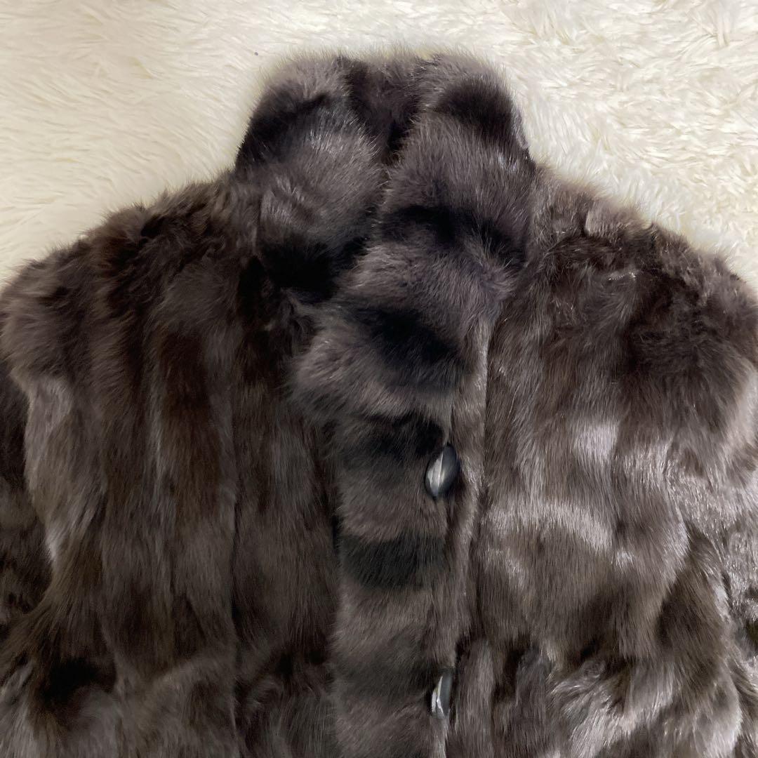 希少 美品 リアルファー リバーシブル 毛皮コート リス シルク ブラウン