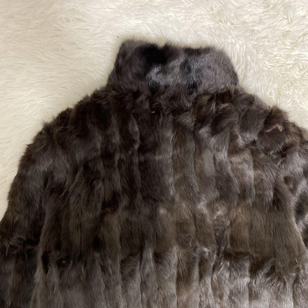 希少 美品 リアルファー リバーシブル 毛皮コート リス シルク ブラウン