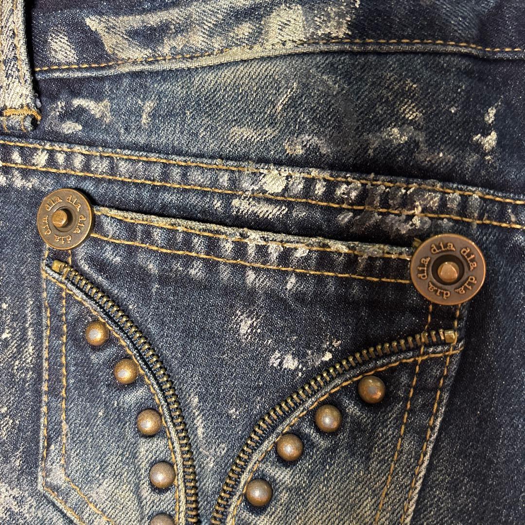 d.i.a.y2k平成ギャル　スタッズラメダメージデニムショートパンツサイズ25