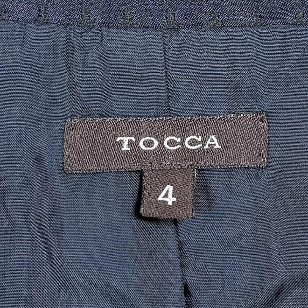 【美品】TOCCA ツイード 長袖ジャケット スナップボタン 4 総柄 ネイビー