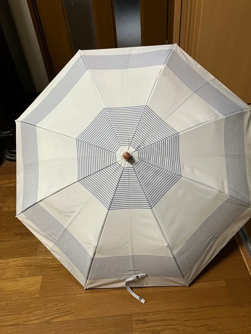 日傘サンバリア100 2段折り/ブルーボーダー 収納袋付き