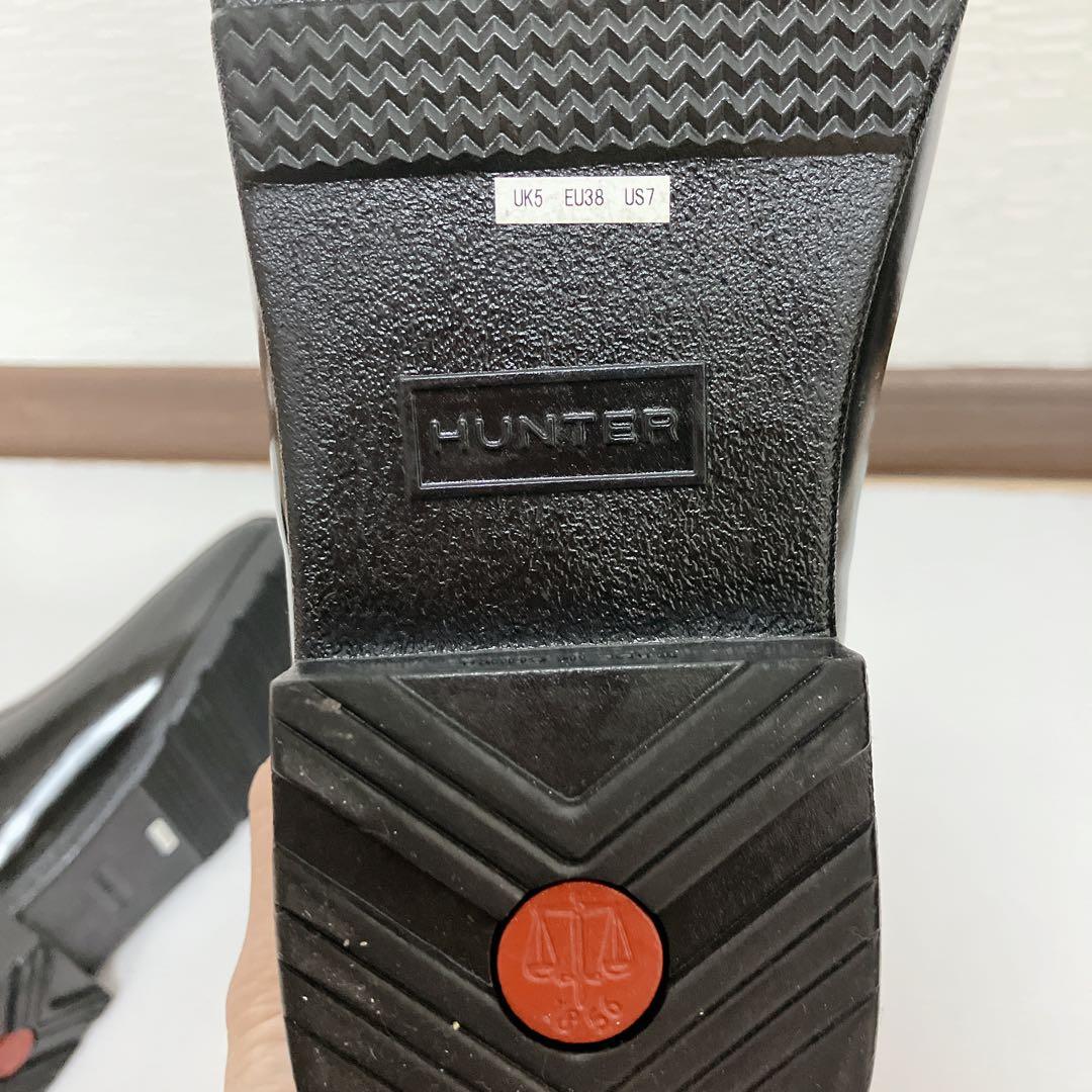 未使用級 HUNTER レインブーツ リファインドグロスキルト UK5