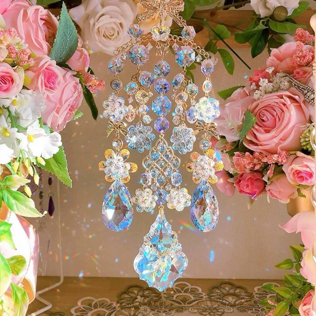 スワロフスキー♡Aurora flower。:.゜ஐ⋆*サンキャッチャー♡