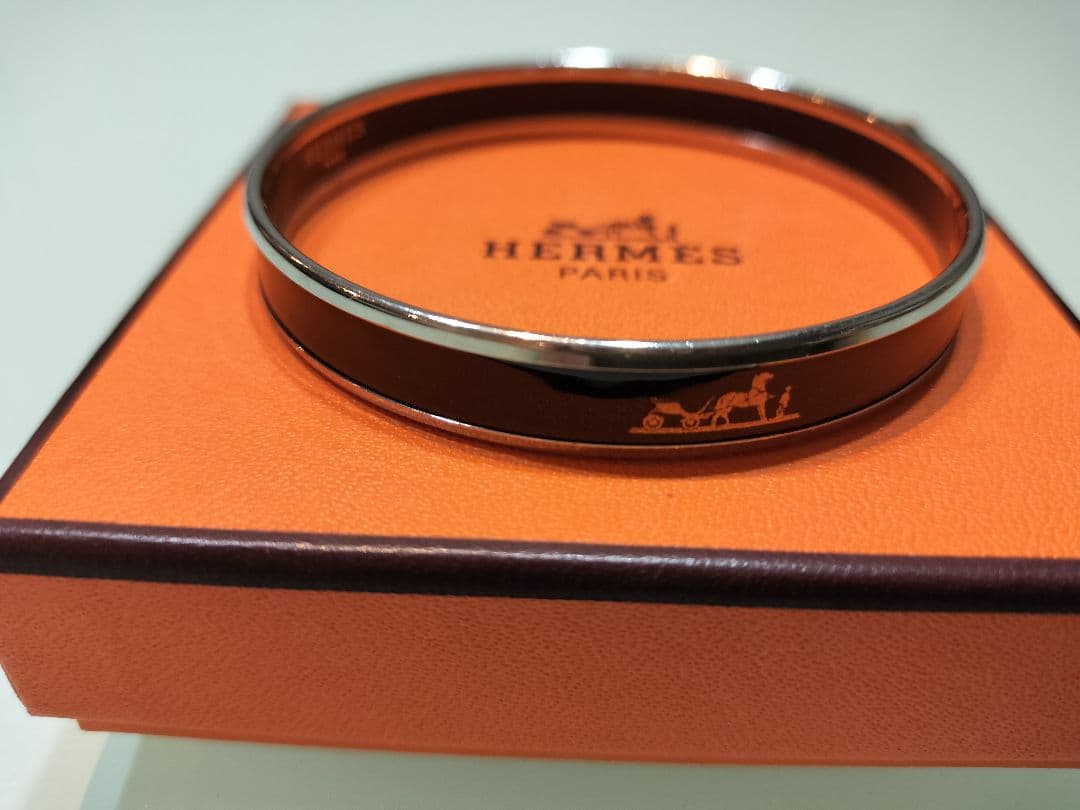 HERMES　エルメス　エマイユバングル　シルバー×ブラック