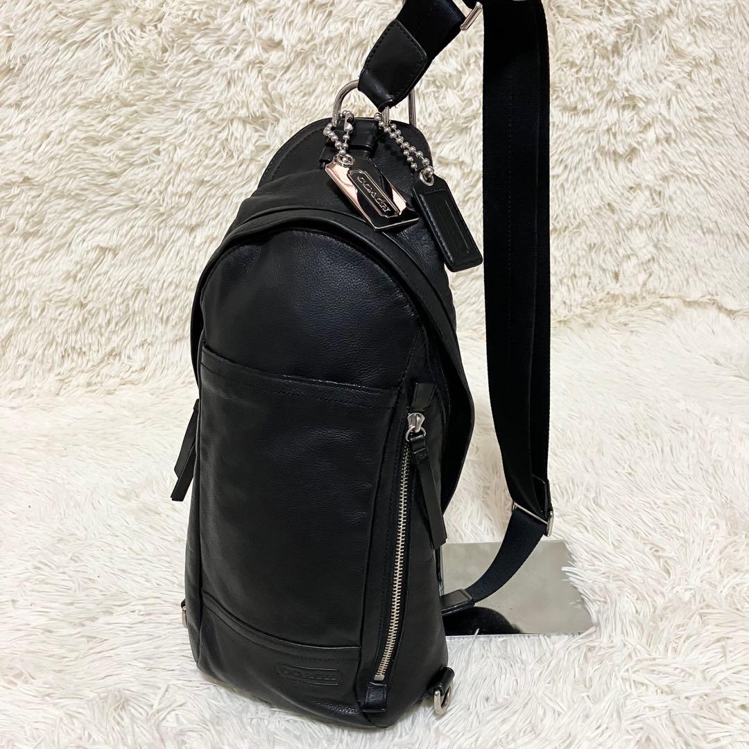 【美品】COACH ボディバッグ クロスボディ レザーブラック