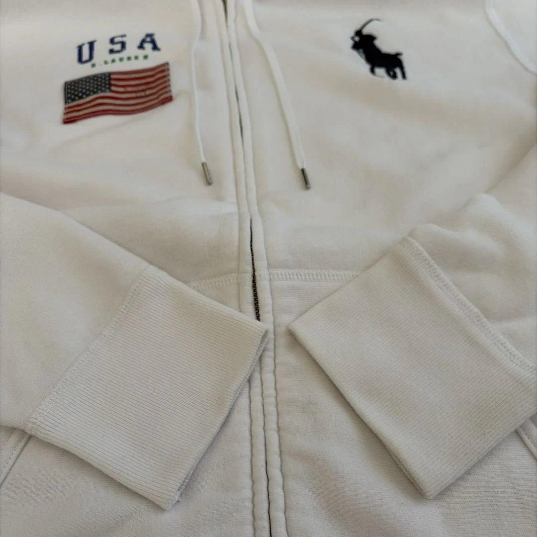 Polo Ralph Lauren 裏起毛パーカー白　ビックポニー刺繍Lサイズ