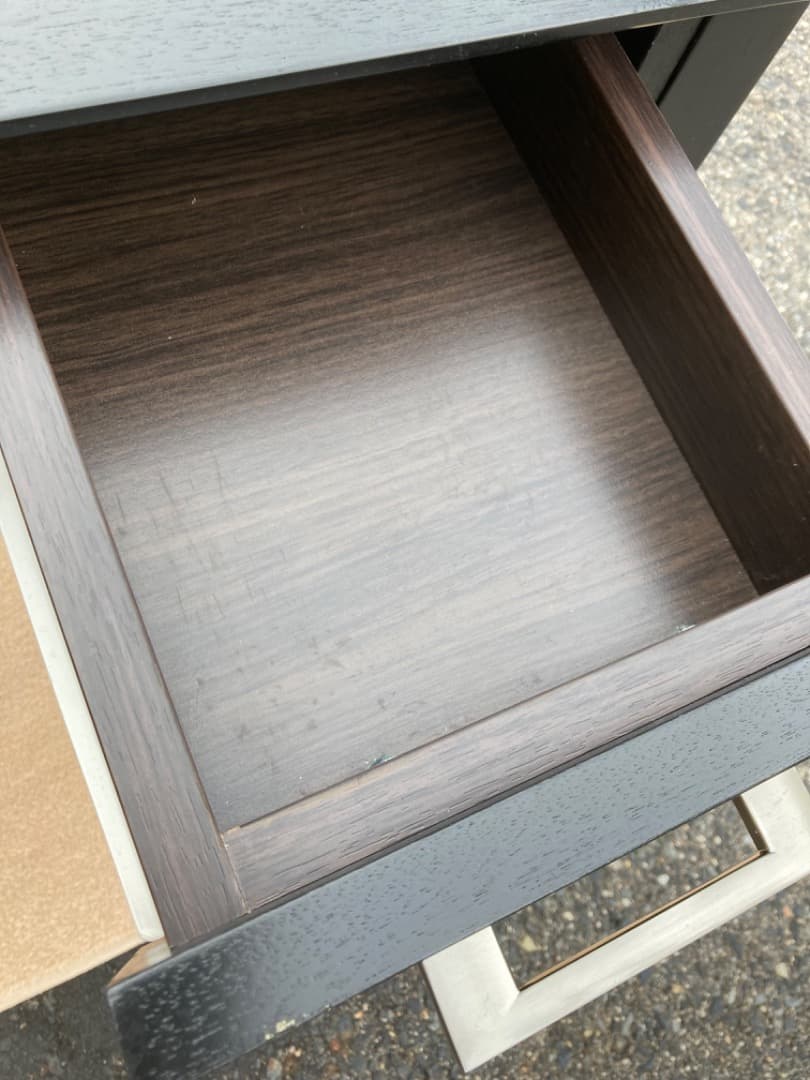 特価❗️大塚家具　木製リビングテーブルガラス天板　モダン黒ローテーブル 引き出し