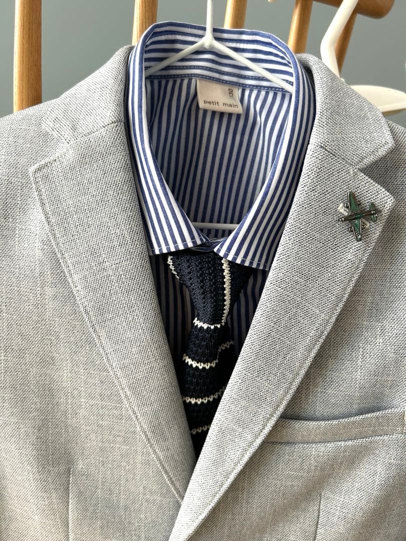 ⭐︎美品⭐︎【プティマイン】フォーマルスーツ 130cm グレー 入学式　男の子
