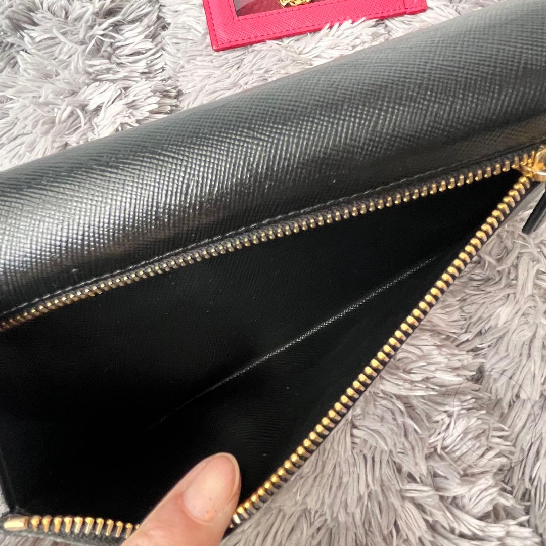 PRADA✨バイカラー　サフィアーノ　長財布　カードケース　ブラック