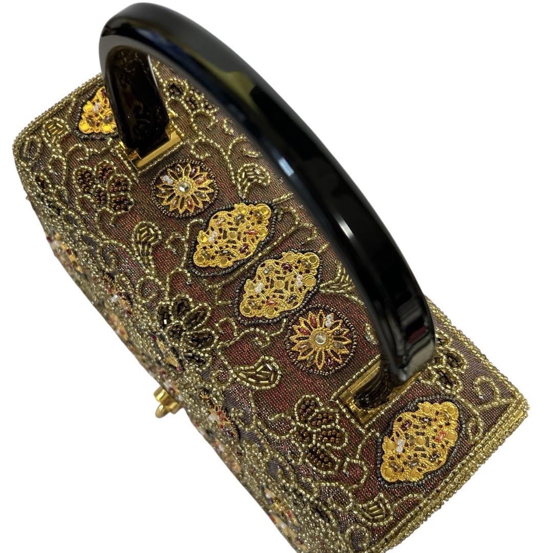 Hakubotan 銀座白牡丹 総柄 ビーズ刺繍 ハンドバッグ パーティ 和装