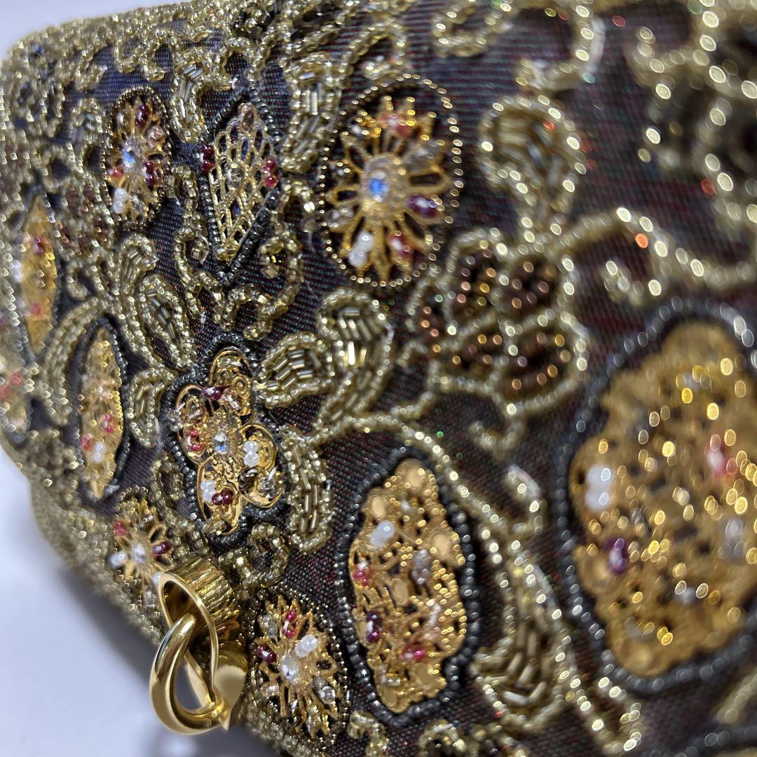 Hakubotan 銀座白牡丹 総柄 ビーズ刺繍 ハンドバッグ パーティ 和装