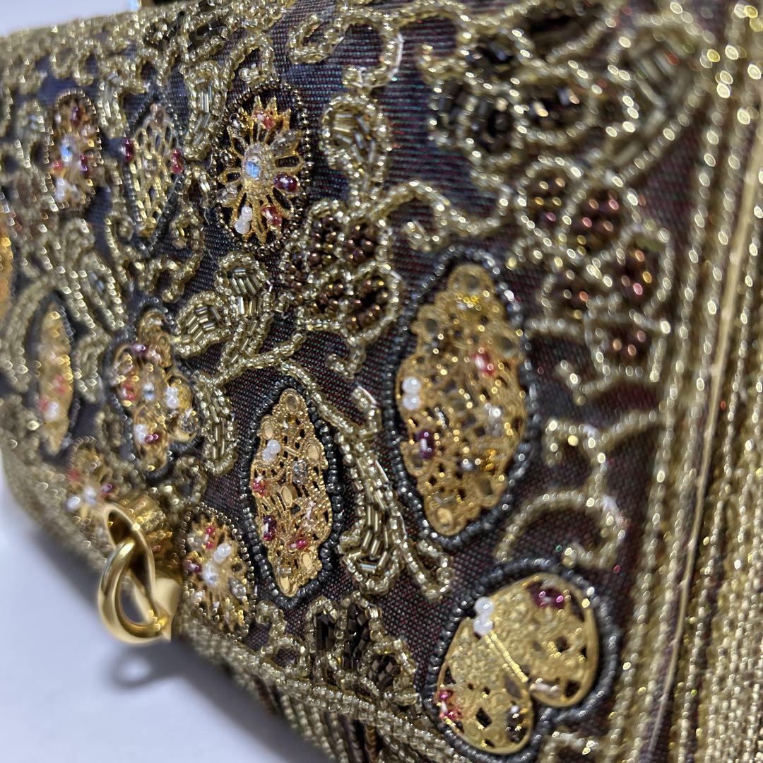 Hakubotan 銀座白牡丹 総柄 ビーズ刺繍 ハンドバッグ パーティ 和装