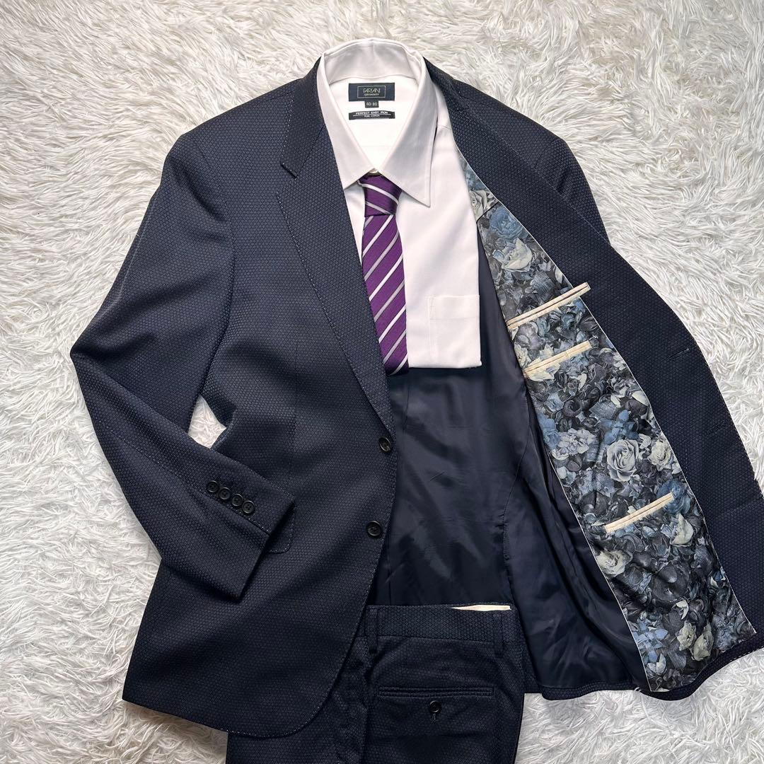 専用希少 極美品 ポールスミス 青薔薇柄 花柄 セットアップ白ステッチ 総裏 L