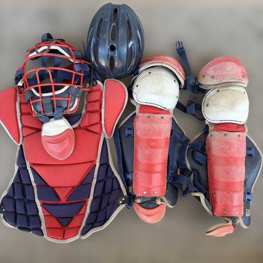 ゼット(ZETT) キャッチャー防具　軟式用　 赤/紺