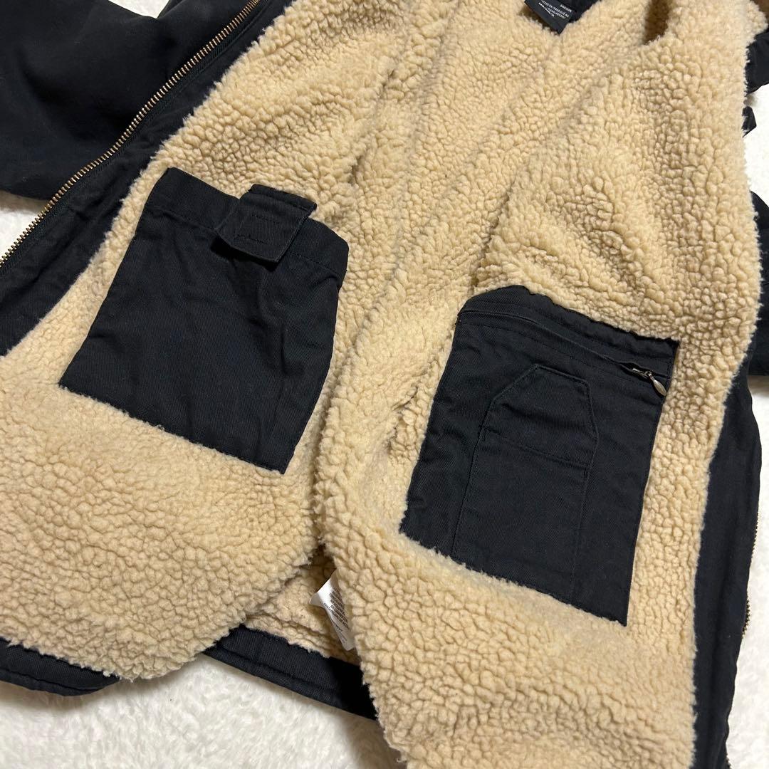 Dickes ダック地 裏地ボア フード カバーオール ジャケット 黒 M