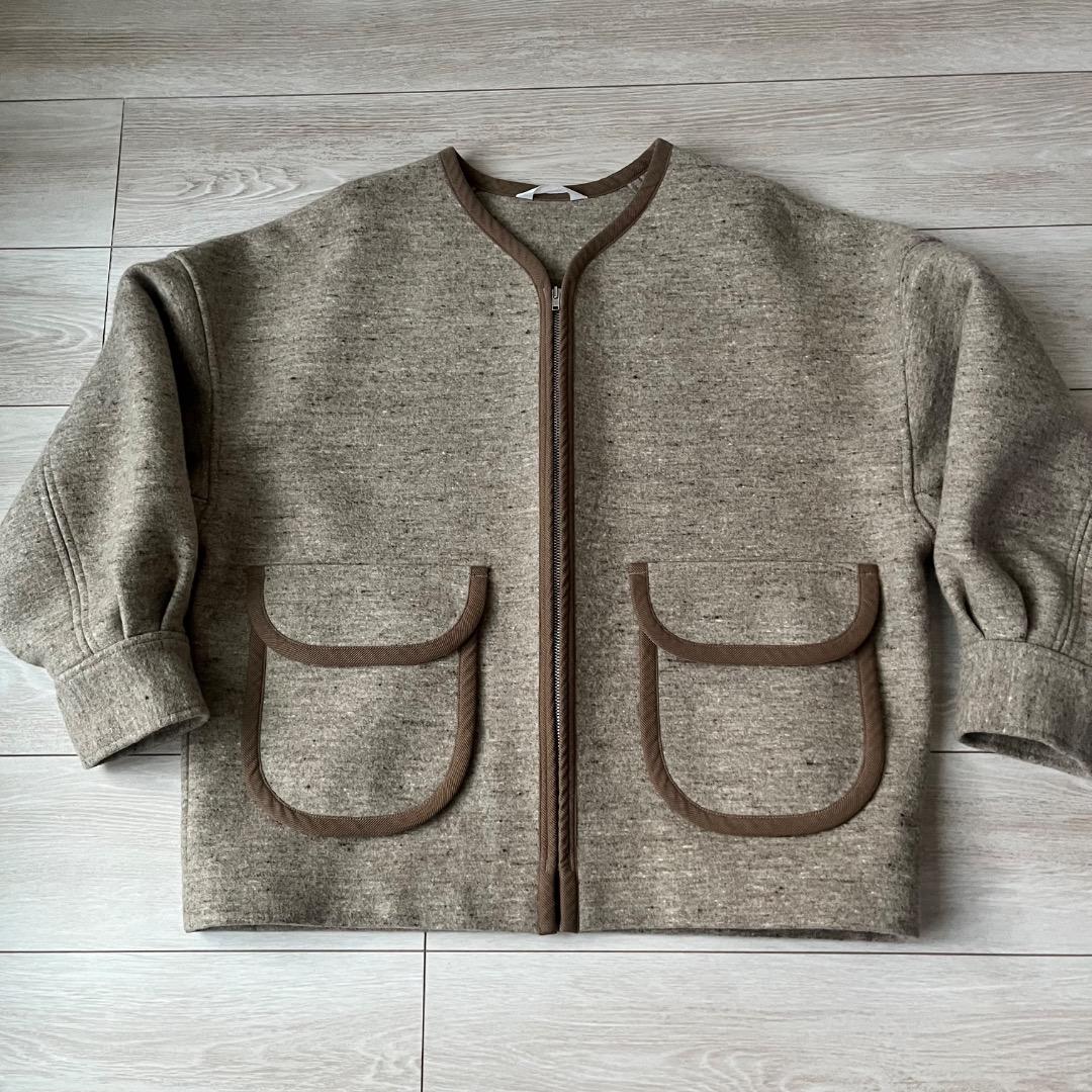 美品！homspun ホームスパン メルトン ジップアップ ブルゾン