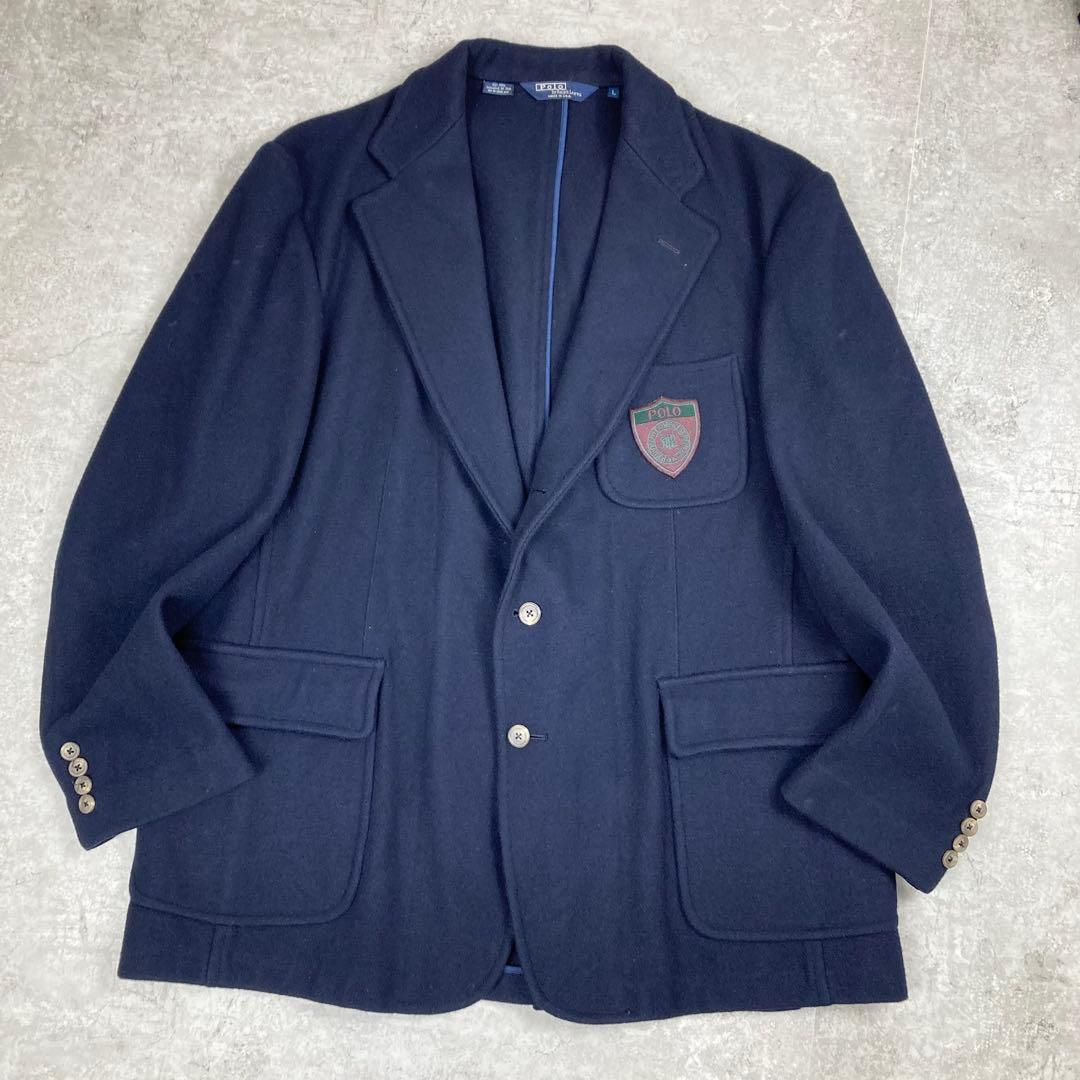 ポロバイラルフローレン　紺ブレ　ブレザー　エンブレム　ワッペン　アメリカ製　L