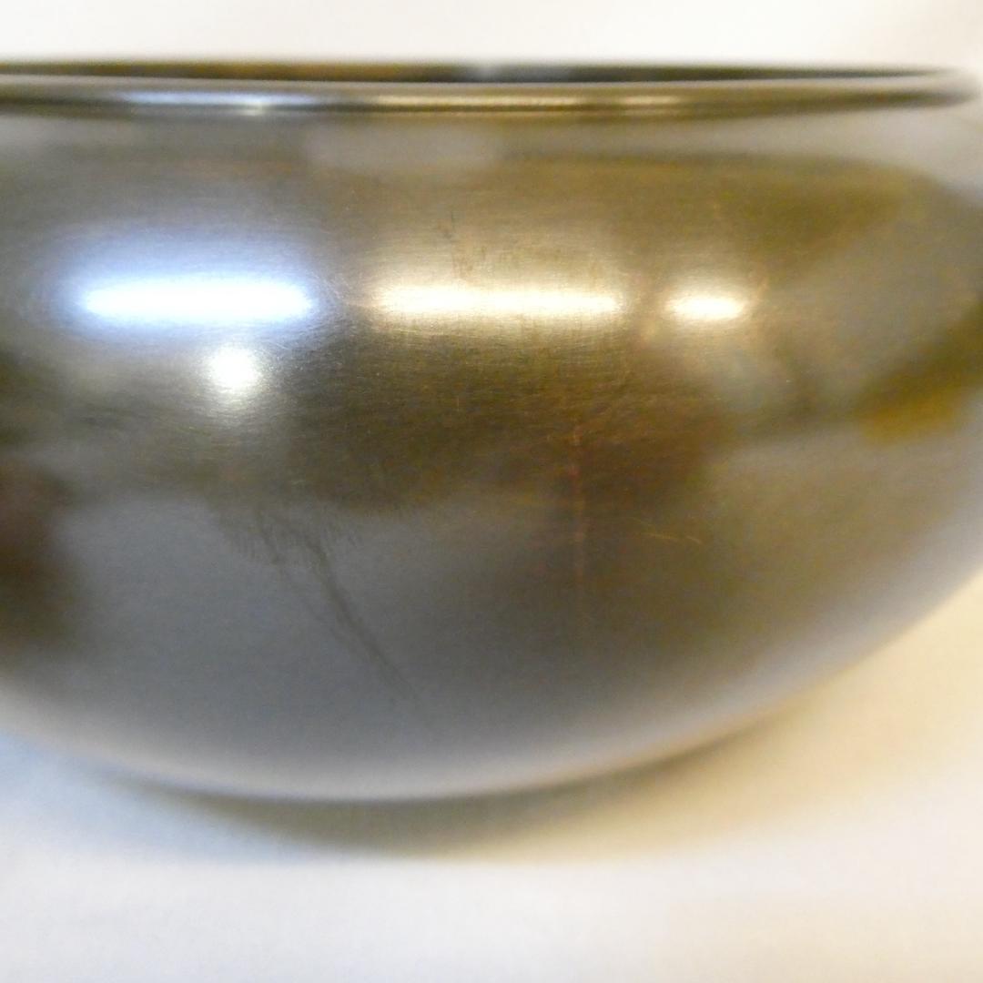 一ノ瀬宗辰作 高村表恵作塗蓋添 砂張銅 捻梅水指 唐銅 茶道具