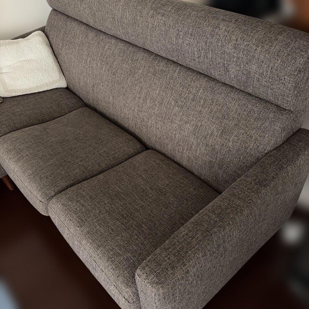 大塚家具　カウチソファ「クロス」幅189cm 布ブラウン色 #FG220-6D