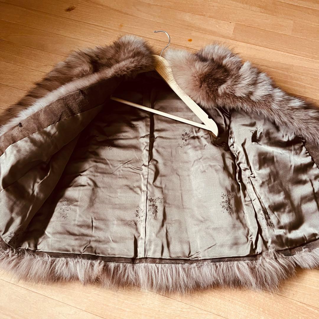 破格値お値下げ不可　本物ブルーフォックス毛皮ジャケットコート　定価36万タグ