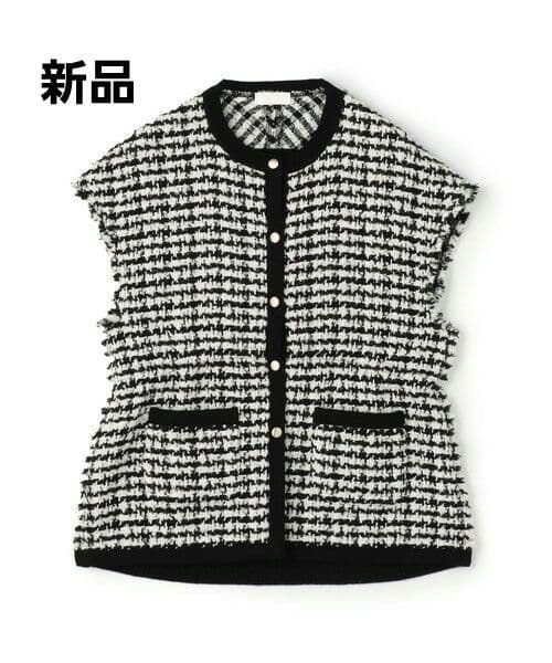 新品【Ballsey】ニットコンビツイード フレンチスリーブジレ