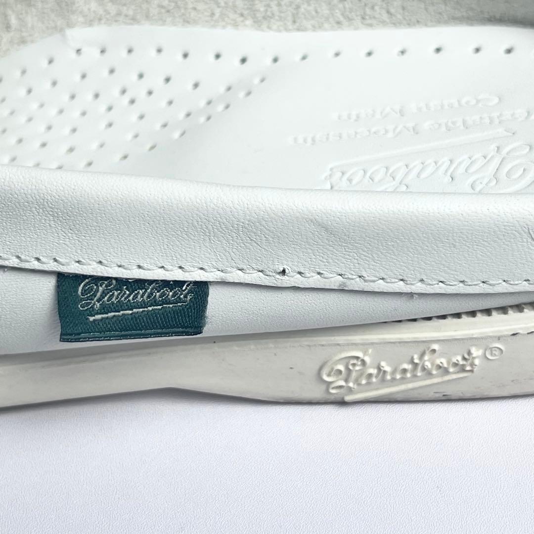 ふな♪美品✨パラブーツ レザー スリッポン モカシン ミュール ホワイト