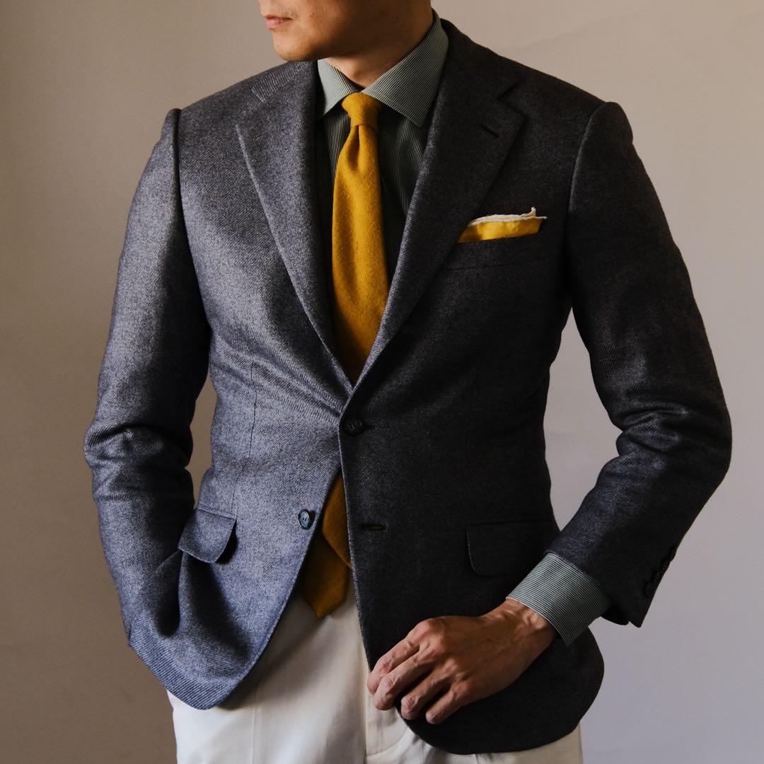 BrioniブリオーニシルクカシミアフラノジャケットPARLAMENTO青46